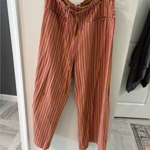 Free People Pink and Brown Striped Pants